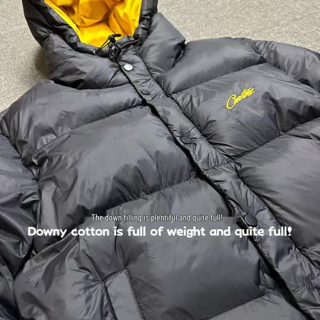 Пуховая куртка Corteiz 24ss Alcatraz с вышивкой и капюшоном - Модный зимний стиль для пары