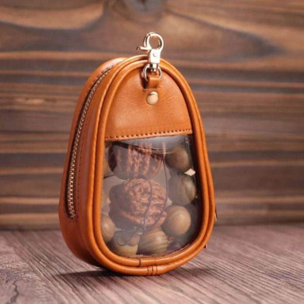 Leather Material Portable Jewelry Bag Retro Style Stylish Storage Jewelry Organizer Bag Organizer Function Transparent Design