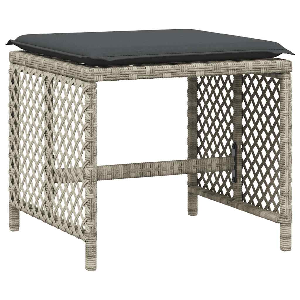9 Piece Outdoor Dining Set with Cushions Light Grey Poly Rattan