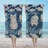 Fish Towel Textile Bathrobe Beach Pattern Quick-Drying Funny Cat Lightweight Portable Retro Camping Swim Pool Travel