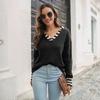 Autumn and Winter Striped Lapel Sweater Women's Loose Long Sleeve Knitwear
