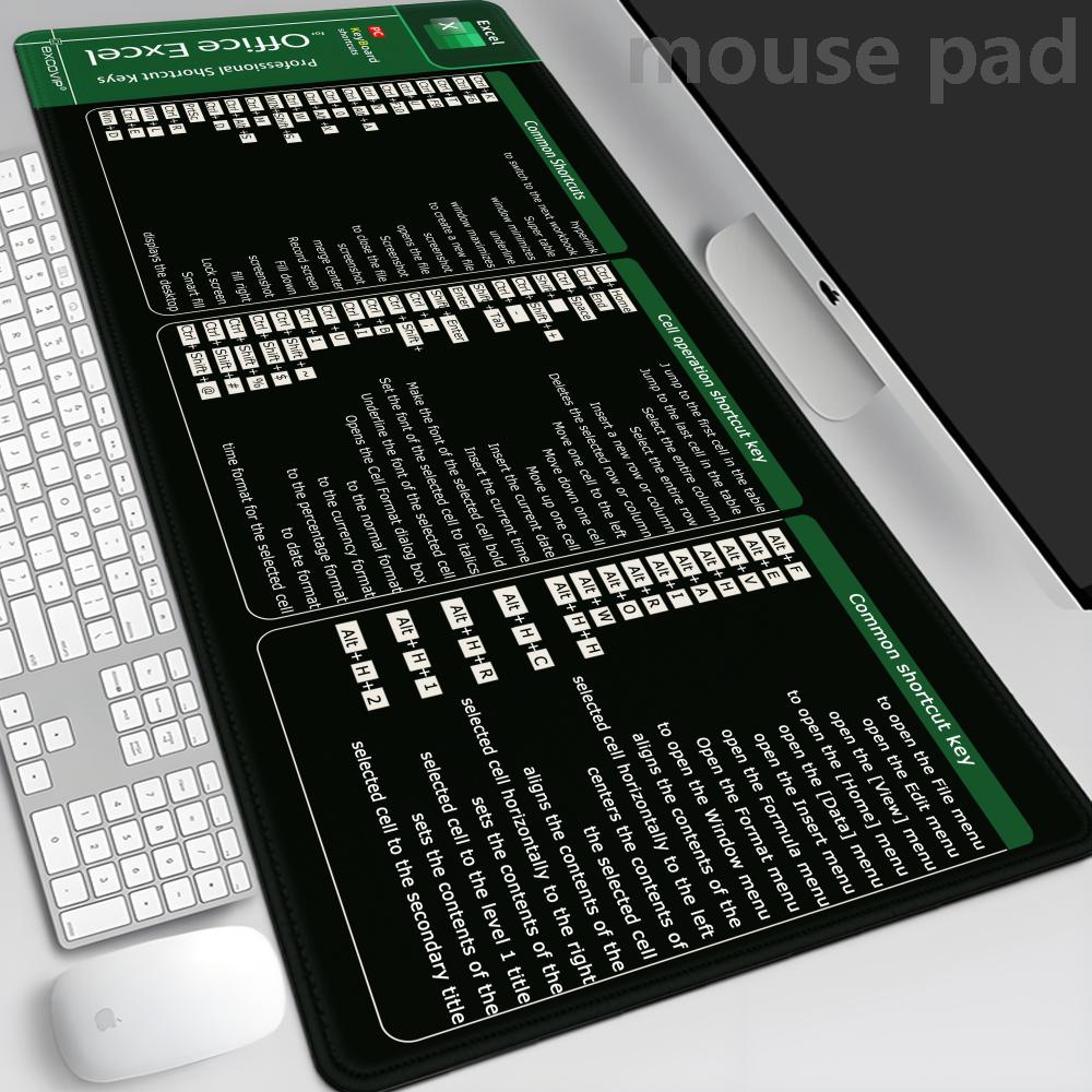 EXCO Excel Shortcuts Коврик для мыши Большой Расширенный Офисный Коврик для Компьютерного Стола Большой Клавиатурный Коврик для Мыши с Прошитым Краем Нескользящая Основа