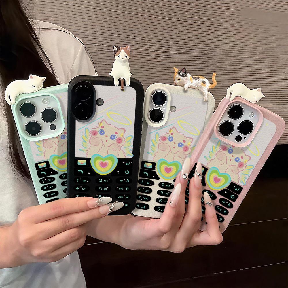 3D Чехол для телефона для iPhone 11 13 17 Pro Max 17 Air Case iPhone 13 15 16 Pro Max 12 14 Pro Max 14 15 Plus Милый 3D Котенок Мультяшный Кожаный
