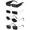 Sheomy MC Stan Shades Unisex Set of 4 MC Stan Goggles Rectangle Sun Glasses MC Stan Shades Retro Vintage Narrow Women::white Black Glasses