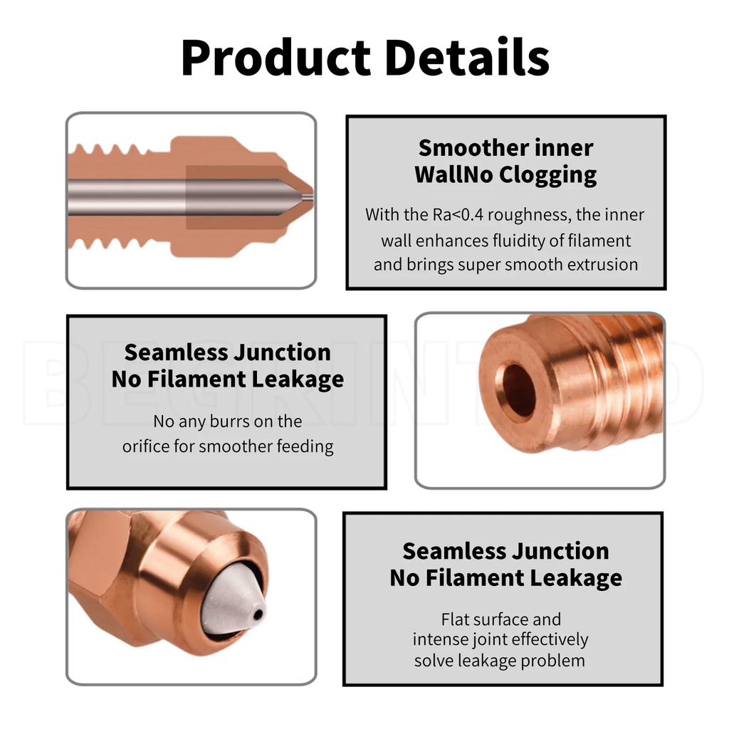 Chromium Zirconium Copper Bimetallic Nozzle For Elegoo Centauri 0.2/0.4/0.6/0.8mm Centauri Carbon Hotend Nozzles 3D Printer Part