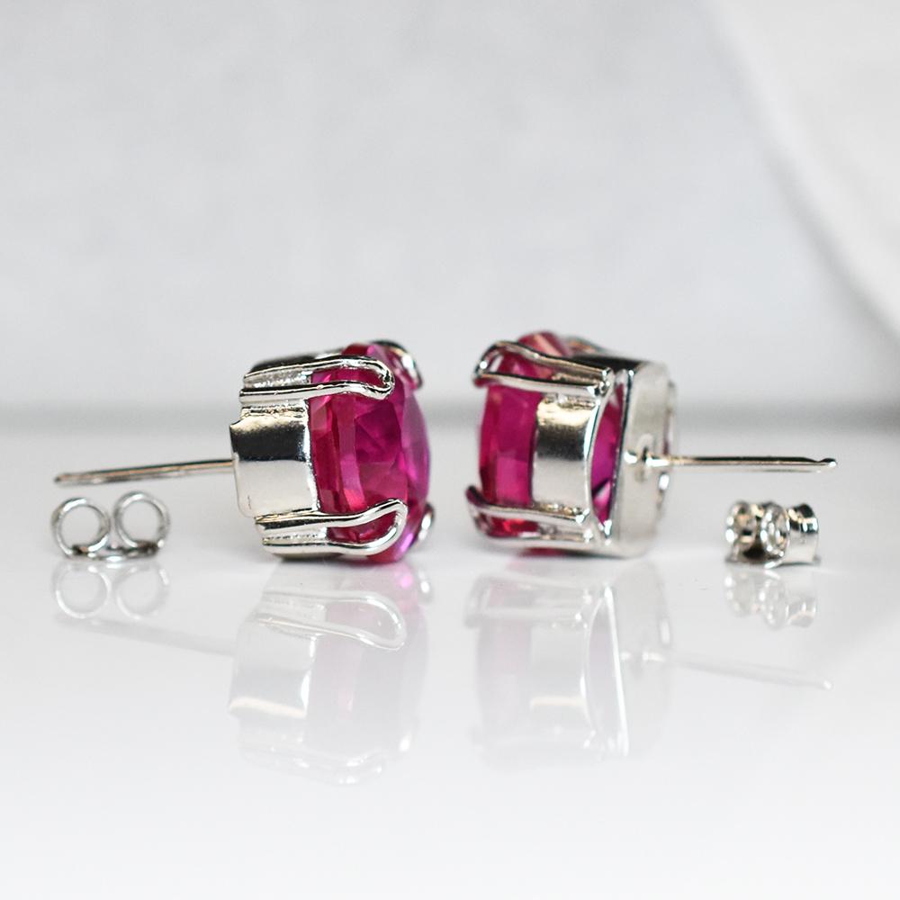 Burmese Natural Pink Round Ruby 42.30 Ct Earring Pair Free Delivery