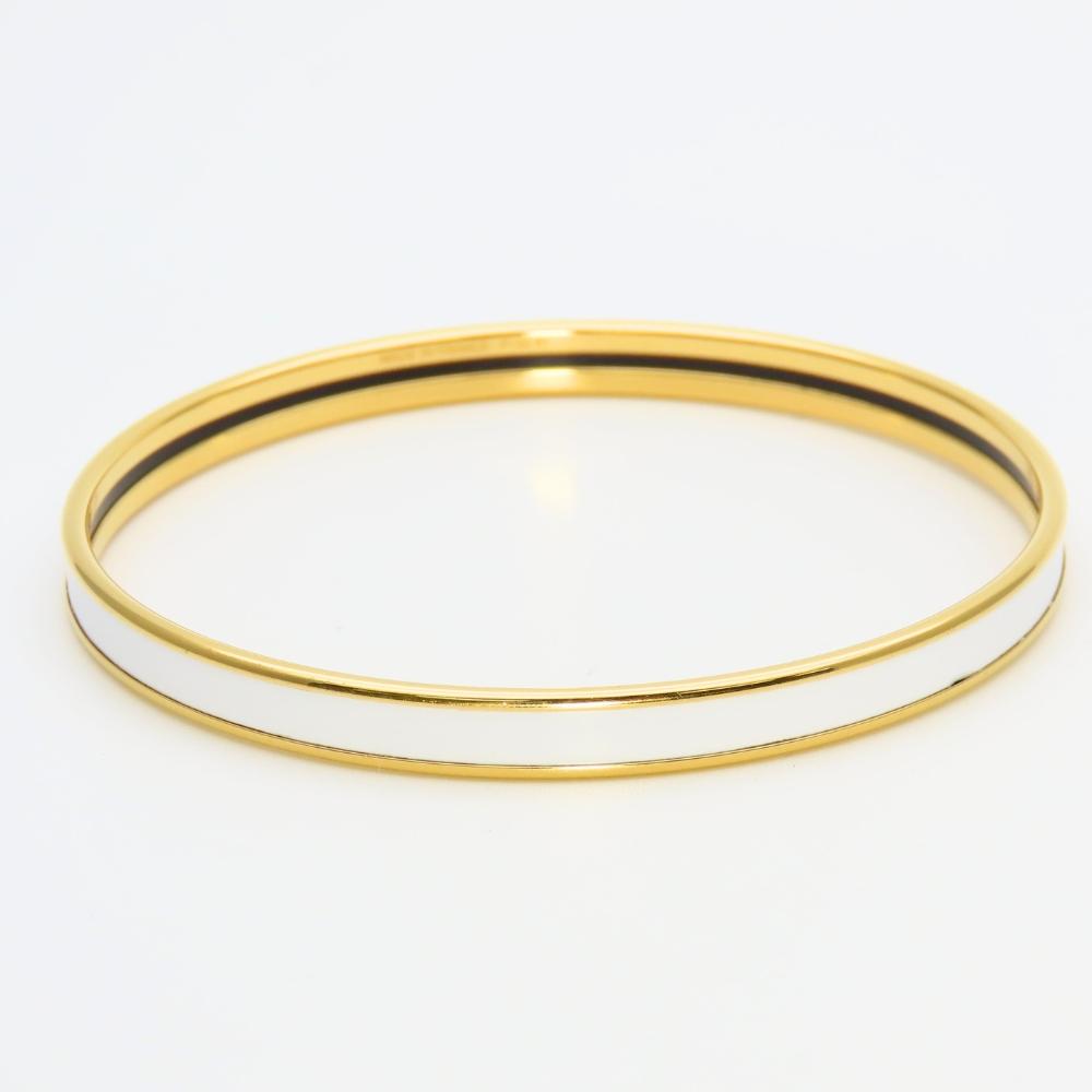 Used HERMES bracelet Uni enamel/metal 11.7g white gold Bangle