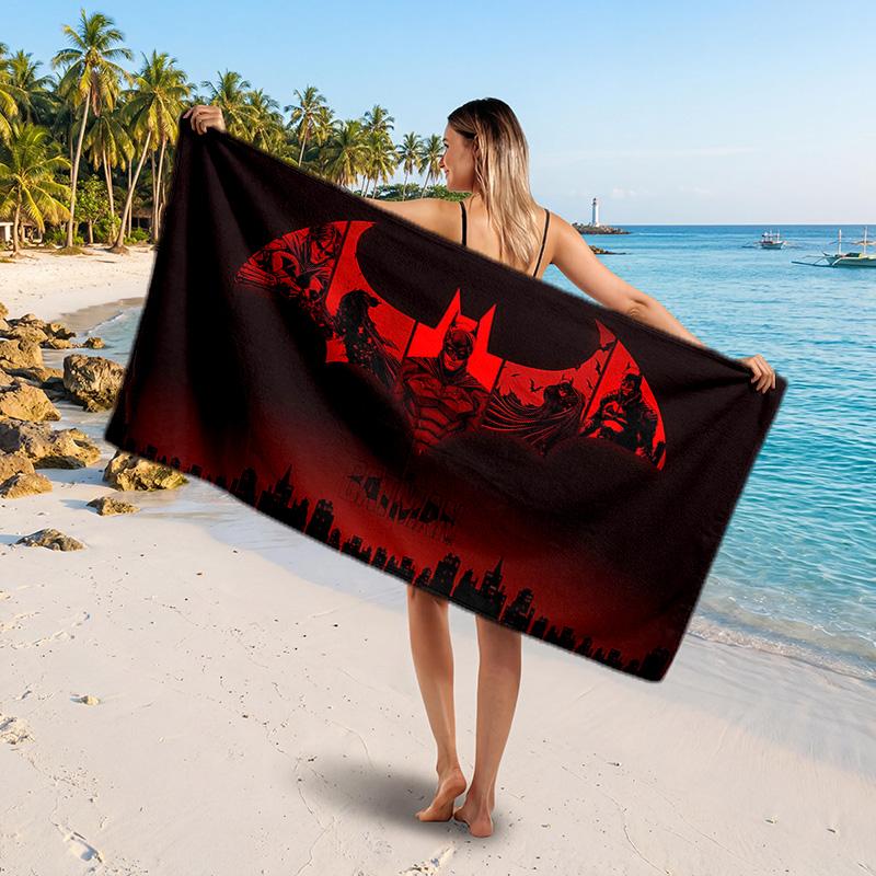 Batman Printed Swim Towel, Portable Water Absorbent Towel for Beach Camping Daily Bathroom Use