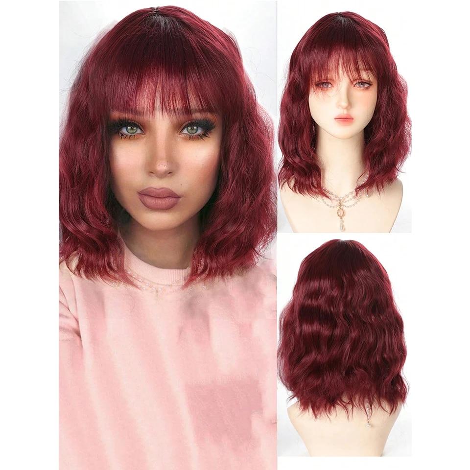 Длинный вьющийся синтетический парик с челкой по центру, темно-коричневый парик из натуральных вьющихся волос, женский парик для косплея, парик из термостойкого волокна