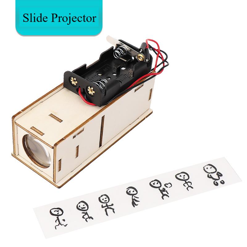 Children DIY STEM Physics Toys Science Experiment Teaching Material Slide Projector DC Motor Manual Assembly Project Kids Gift