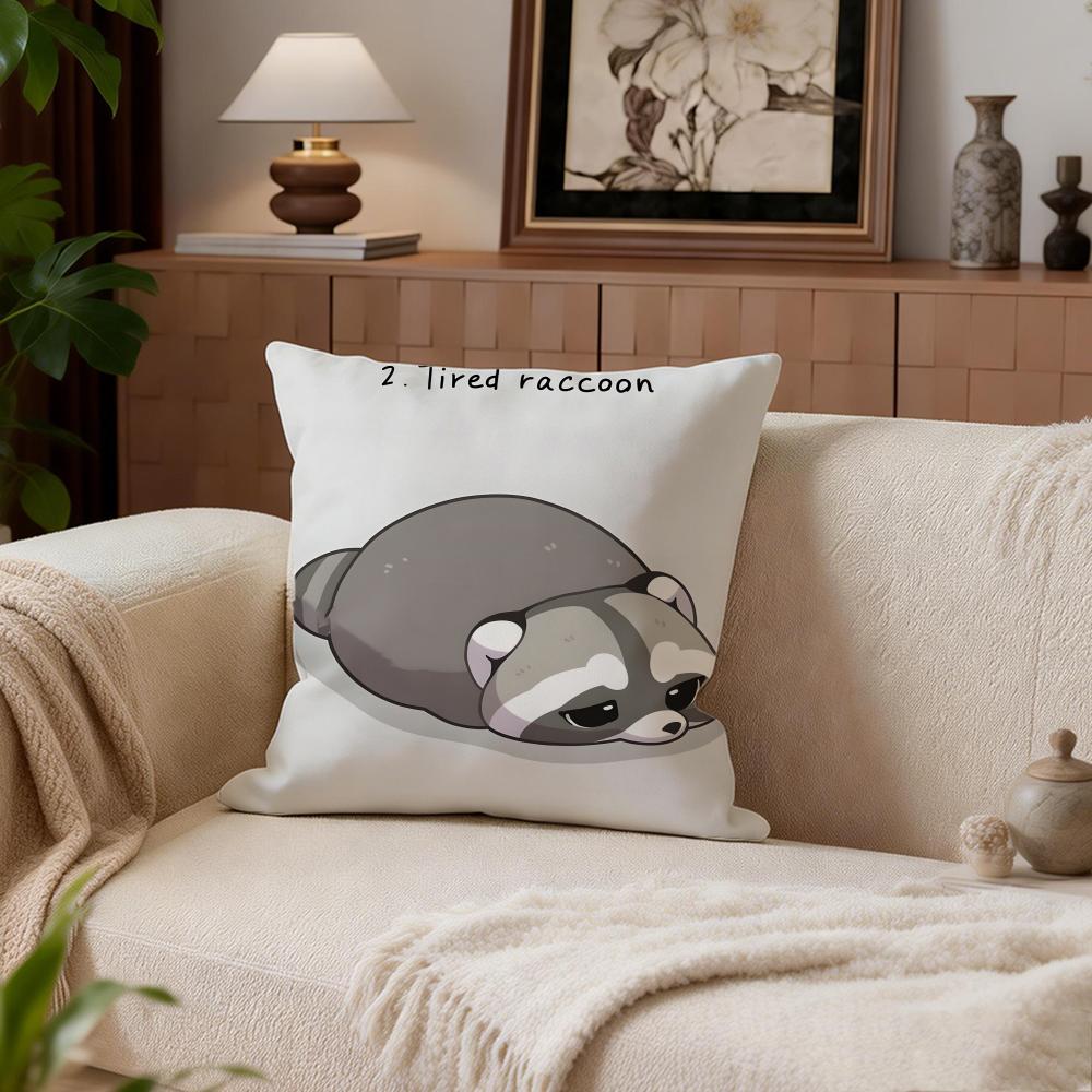 Cute Little Raccoon Cushion Cover Cushion Cover Set 4Pcs 50x50 45x45 40x40 Pillowcase Decorative Sofa Home Decor