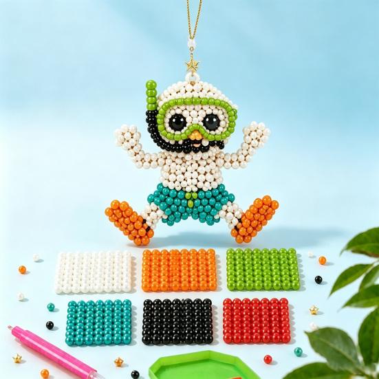 Yousheng 3D Beaded Animal Kit,Cute Tiny Highland Cow Beading Kit with Colorful Embroidery Beads And Instructions,Handmade Bead Art Craft for Beginners