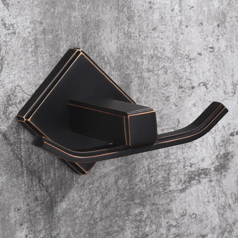 Robe Hooks Modern Style Copper Black Bathroom Hangings Black Towel Rack Clothes Hook Home Decoration Bathroom Hardware WF-92501R