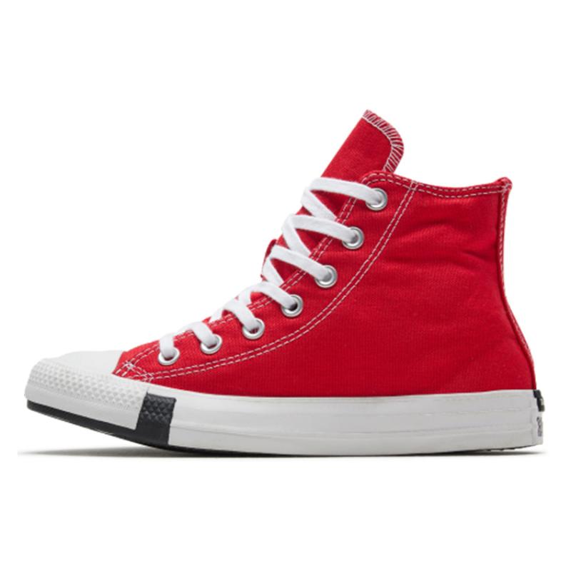 Converse Chuck Taylor All Star "Logo Play University Red" Comfortable and Stylish High-top Canvas Shoes Unisex Red and White