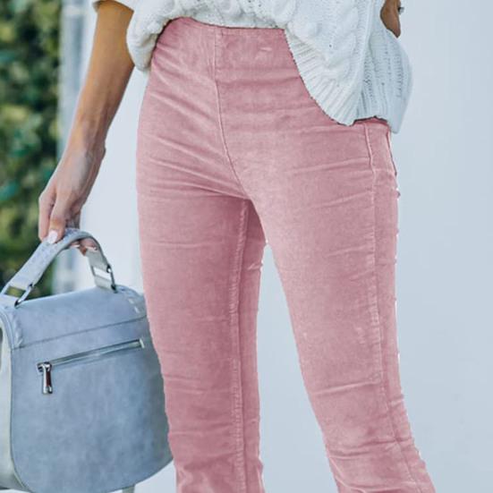 Women Flared Pants Elastic High Waist Solid Color Casual Trousers with Pockets Autumn Winter Long Pants