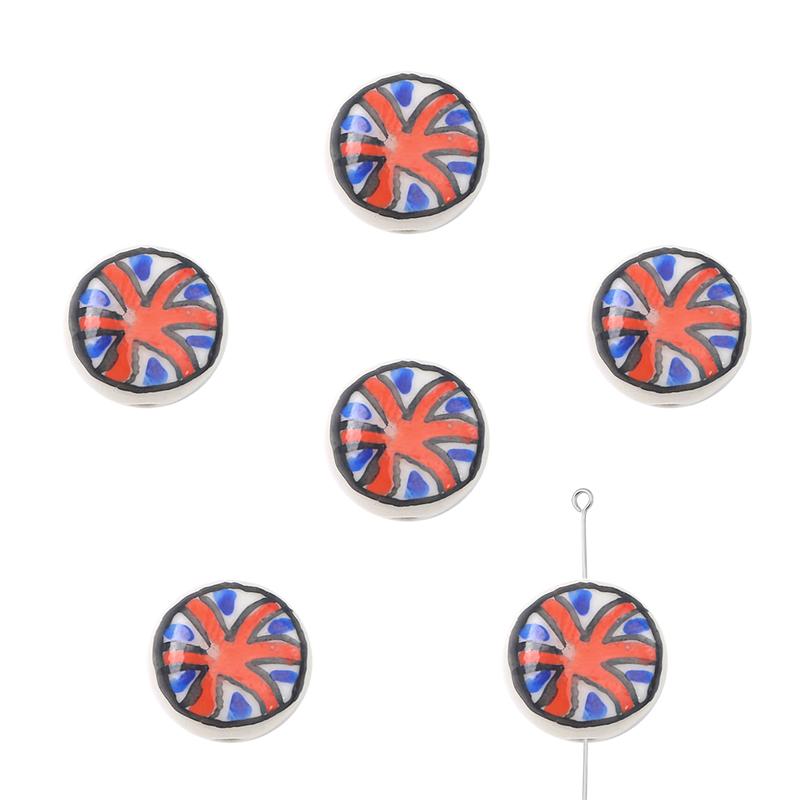 2 шт./пакет, ручная роспись, 15 мм, керамические фарфоровые бусины, цветочные сердечки, очаровательные бусины, свободные бусины-разделители для ожерелья, сережек, сделай сам, изготовление ювелирных изделий