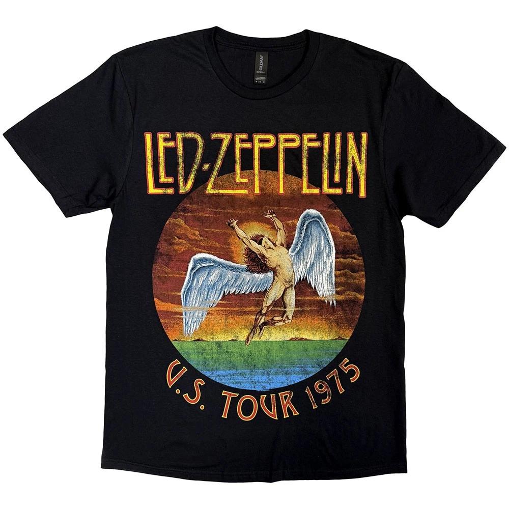 Футболка Led Zeppelin Тур по США 75 Логотип группы новая Официальная Мужская Черная
