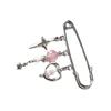 Beaded Lapel Pin with Chain Style Fashionable Women Brooch Handcrafted Breastpin Accessory Backpacks and Clothing Charm