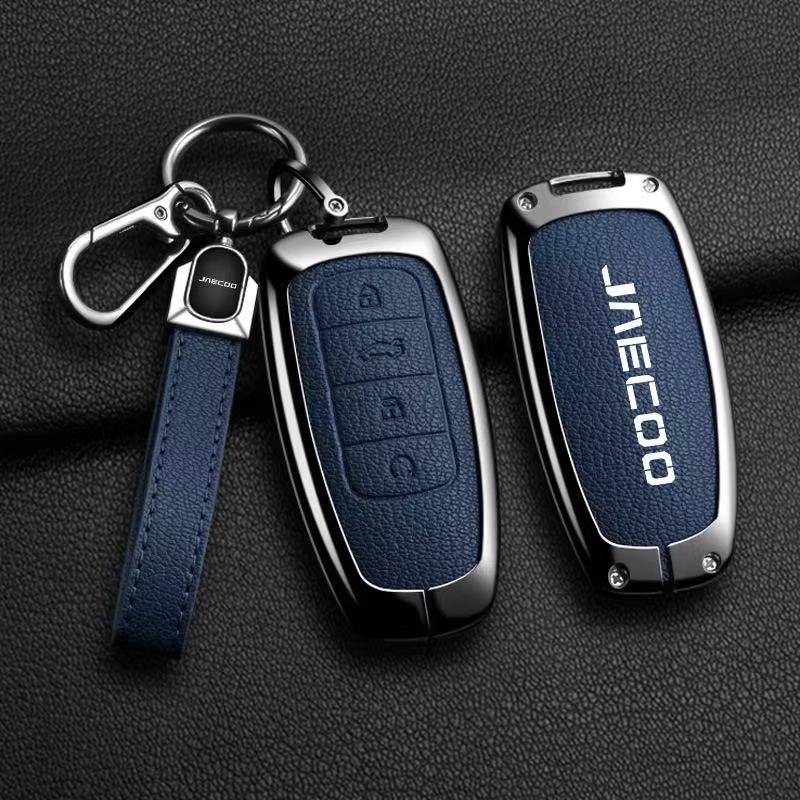 Car Remote Key Case Cover For Omoda JAECOO J7 J6 J7 J8 Phev 2025 2024 2023 Ruigu 9 Zinc Alloy Leather Auto Keychain Accessories