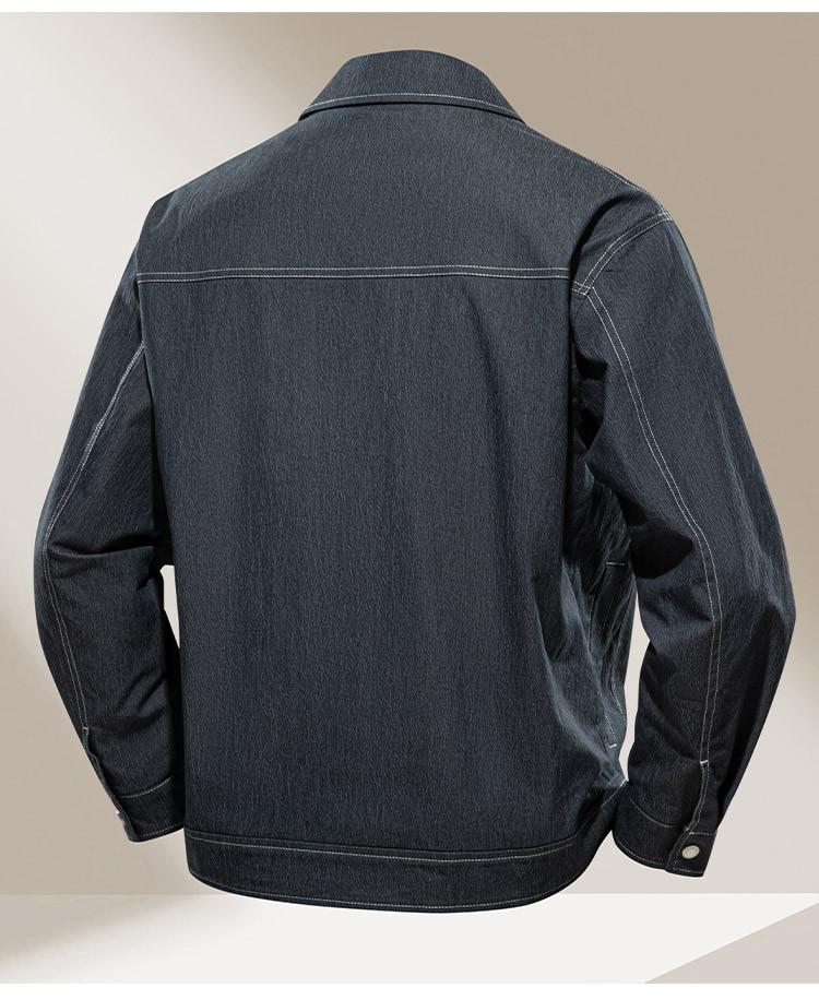 Spring casual retro trend classic denim style lapel men's jacket with bright thread design denim fabric