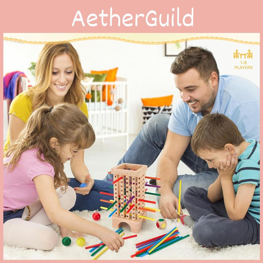 Wooden Montessori Puzzle Board Game With 42 Colorful Sticks For Kids Educational Play