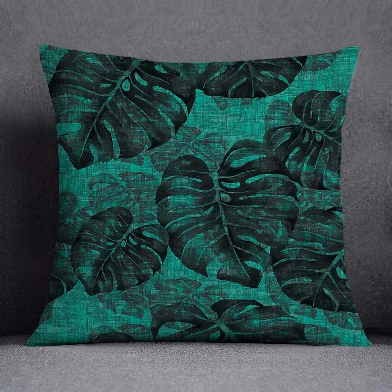 Dark Green Flower and Animal Pattern Home Decoration Pillowcase Square Pillowcase Home Office Decoration Cushion Cover