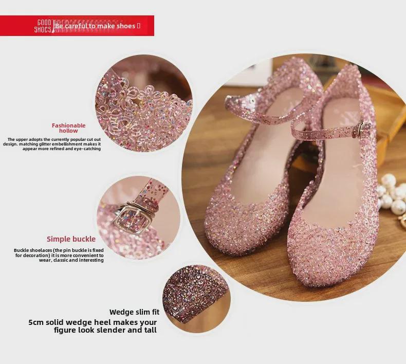 Женские летние пляжные босоножки на высоком каблуке с полой танкеткой - Стиль Square Dance