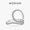 Clear Cubic Zirconia 925 Sterling Silver Finger Rings For Women Fashion Hyperbole Line Design Fine Jewelry Gift