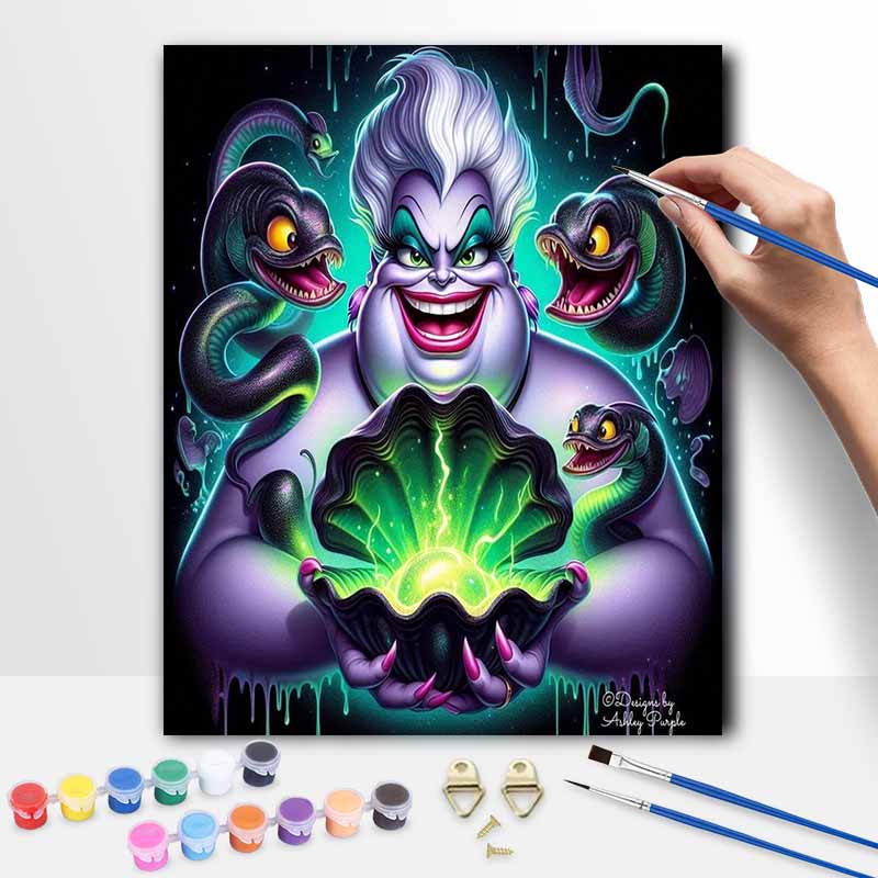 Disney Урсула Морская Ведьма Набор для масляной живописи Декор стены для дома и спальни Ручная работа Подарок Художественные поделки Холст для рисования Веселый Светящийся Магический Декор