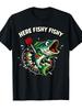 1PC Funny Big Fish Motif for Dart Players | Fish And Bullseye T-Shirt,Casual Attire, Machine Wa