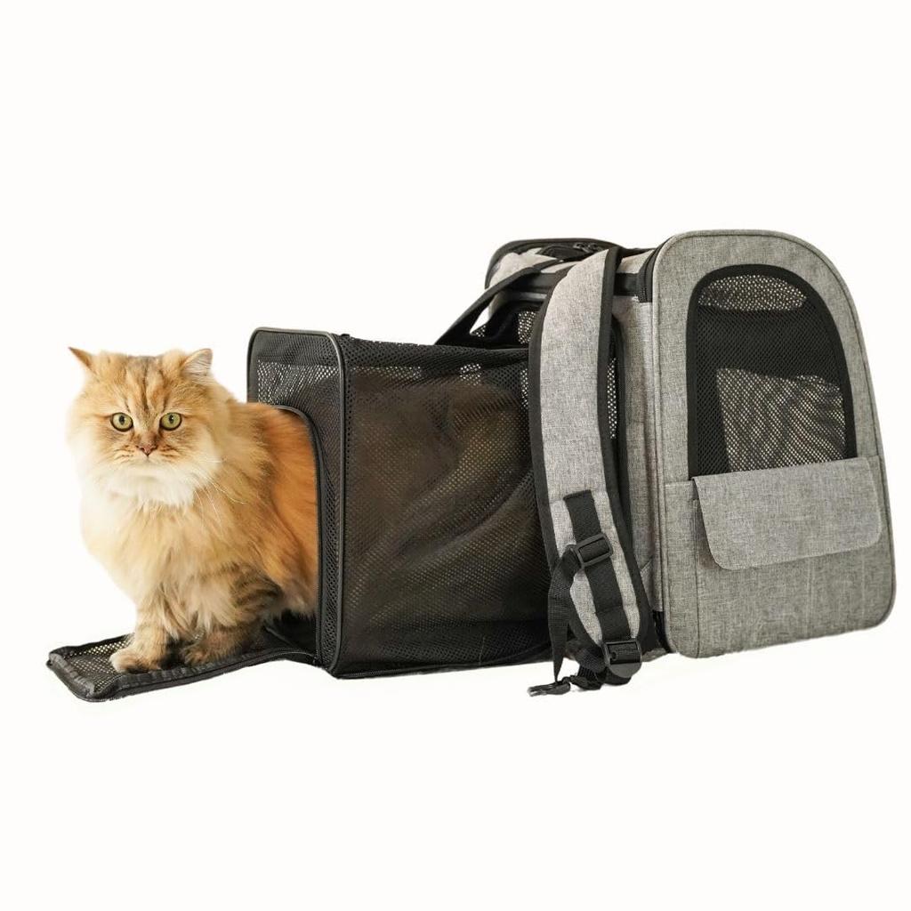 PetGround Expandable Pet Backpack Carrying Bag for Dogs and Large Capacity Evacuation Simple Small and Medium Carrying Foldable Soft Crate Cats, Bag,