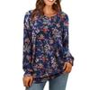 Spring and Autumn Round Neck Floral Pattern 3D Printed Top Fashionable Casual Long Sleeved Women's T-shirts