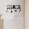 Metal Black Cat Key Holder Coat Hanger Wall Mount Decorative with 7 Hooks Art Decoration for