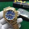 Мужские автоматические часы 40 мм серии Lao Jia Ri Zhi Daytona - Светонакопительные, Водонепроницаемые, Корпус из золотой нержавеющей стали