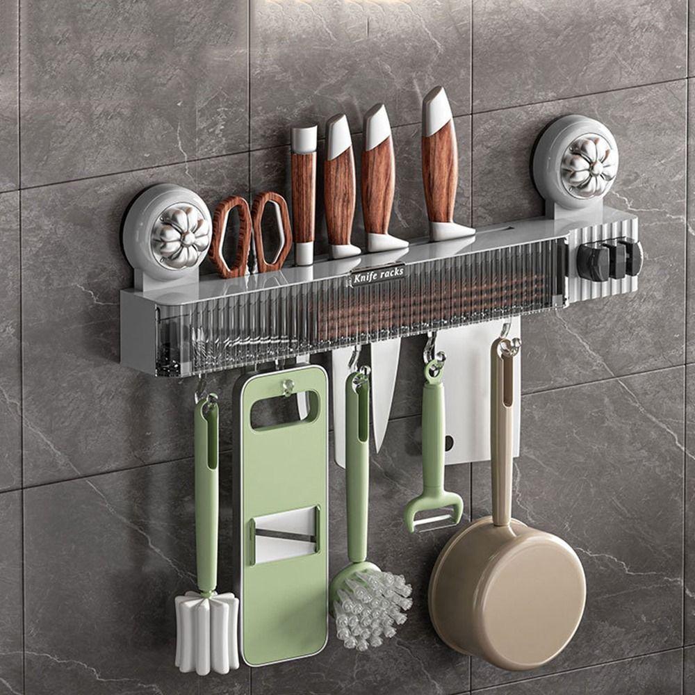 Wall Mounted Suction Cup Knives Rack Plastic Kitchenware Organizer Chopsticks Storage Box  for Home