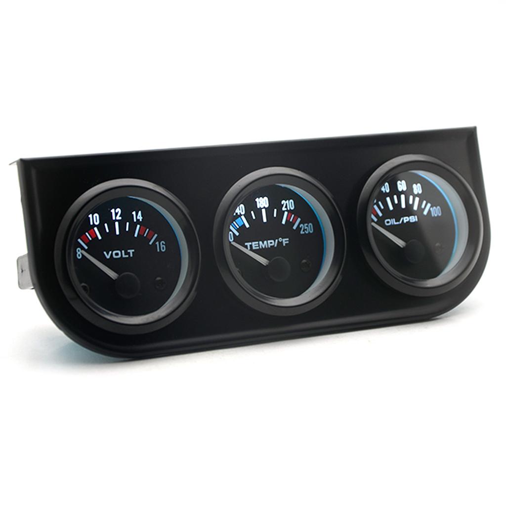 3 In 1 Car Meter Auto Gauge Voltmeter Water Gauge and Oil Press Gauge 52mm Triple Gauge Kit