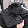 Высококачественная вышитая рубашка поло, футболка с короткими рукавами, воротник-лацкан, полосатый повседневный мужской топ с короткими рукавами