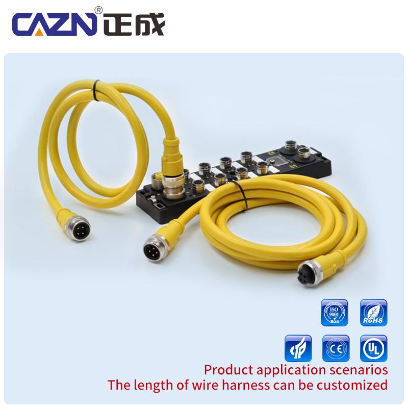 Straight Angled 3 4 5 6Pin 7/8 Unshielded Male Female Circular Plug With Wire Harness 1 2 5 Meter Overmolded Connector