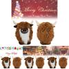 Adorable Plush Highland Cow Decorative Figure With Brown And White Facial Features