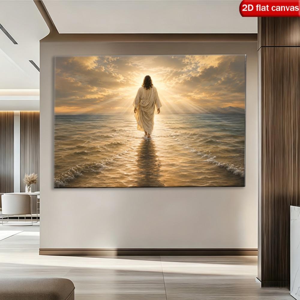 Canvas Wall Art Christ Walks on Water Modern Neutral Office Decor Bedroom Decor Church Decor Artwork Wall Decor Religious Gift