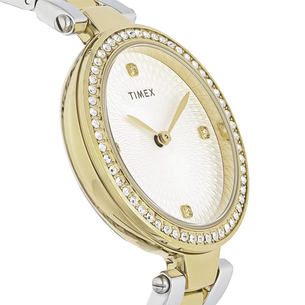 Часы Timex Adoon Серебристый циферблат Латунь Минеральное стекло Кварцевые 32 мм TW2V24500 Женские Золотые