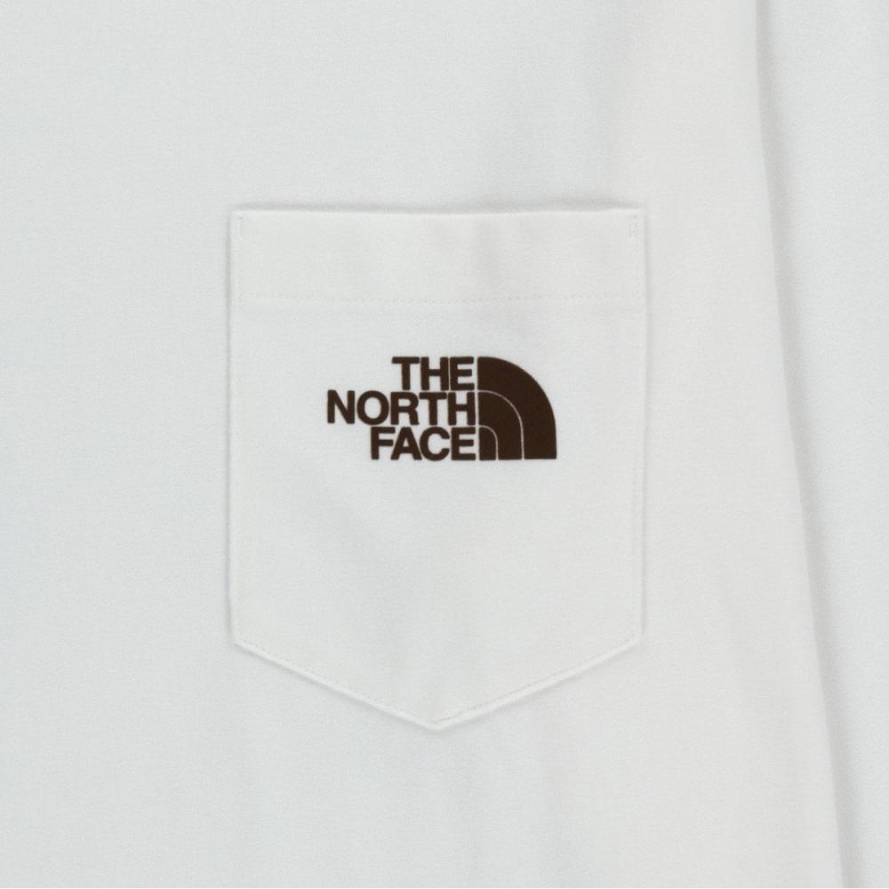 The North Face Nt7tr50k Белый Лэйбл Карманная Длинный Рукав Круглый Вырез Футболка Небесно-Белый