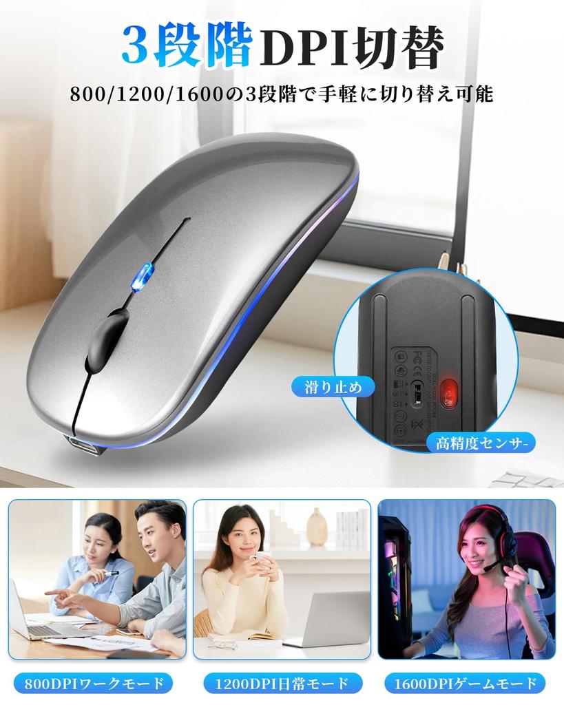 New Mucuru Wireless Bluetooth DPI Instant High Easy Easy Compatible with and MacBook [2025 Grade] Mouse, 5.4, Quiet, Slim, Type-C, Rechargeable,