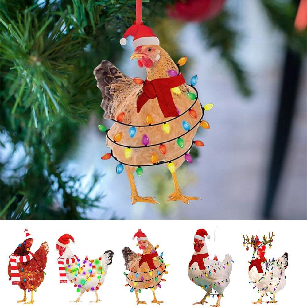 Decorative Animal Hanging Pendant Wooden Christmas Tree Pendant for 5pcs Festival