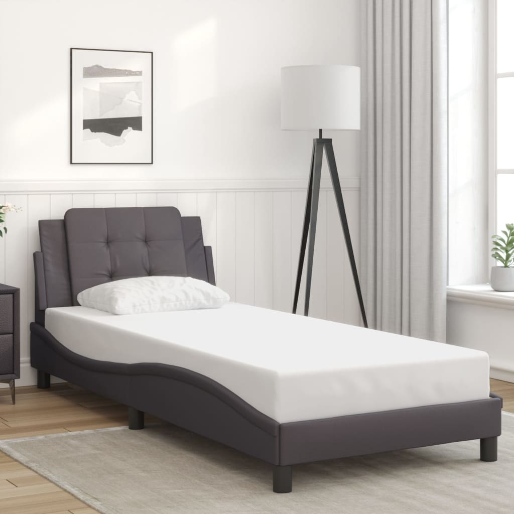 Vidaxl Каркас кровати со светодиодной подсветкой, серый, 80x200 см, искусственная кожа