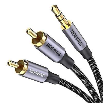 MOSWAG RCA аудио кабель-переходник в 2RCA провод-переходник игла RCA совместима со смартфоном, динамиком, планшетом, HDTV, MP3-плеером, 3,5 мм, 3,5 мм Y-разветвитель