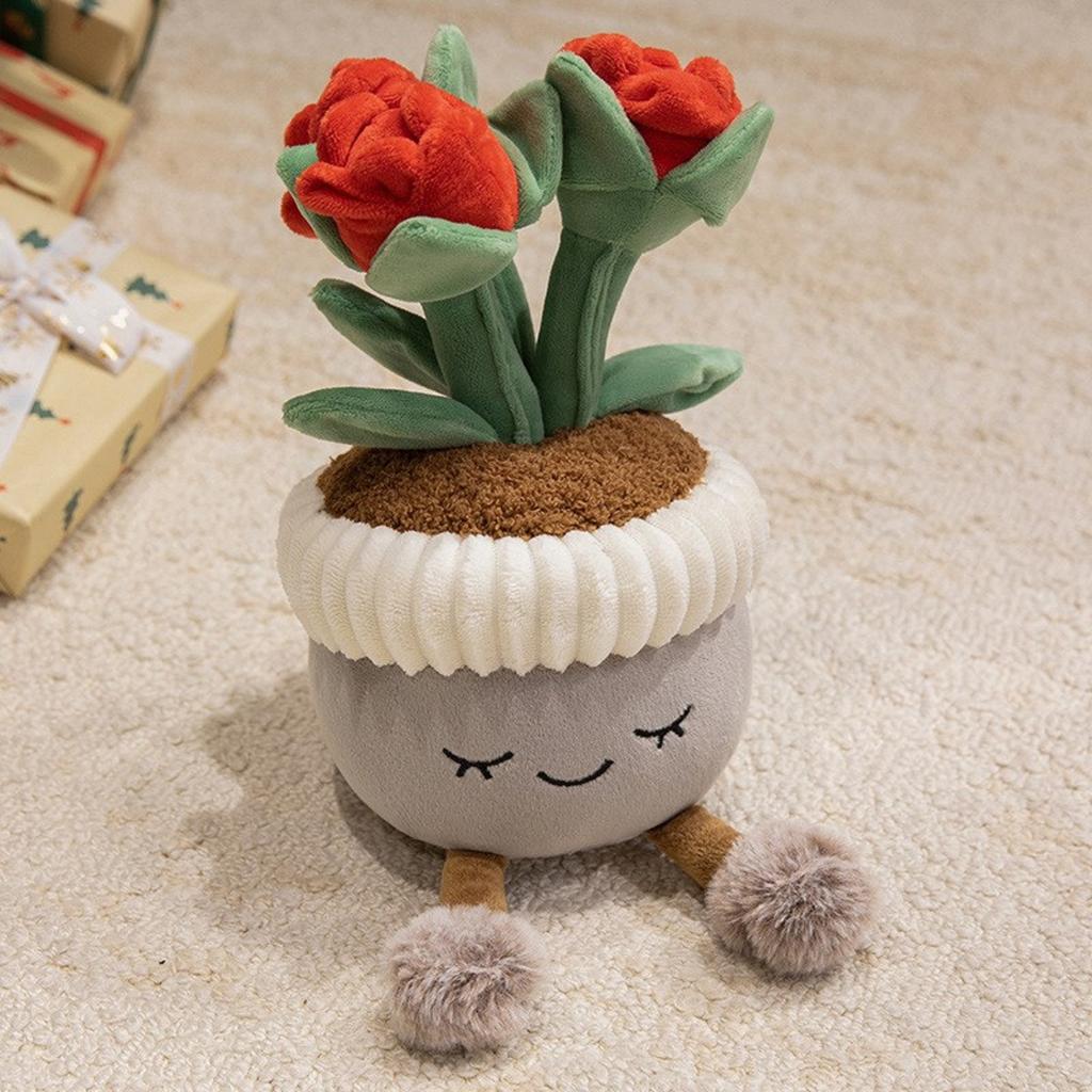 Cute Cartoon Potted Plant Ornament Plush Toy Doll Desktop Decoration Flower Doll Girl Gift, Cute Ornament, Children, Couple Doll Gifts, 1pc