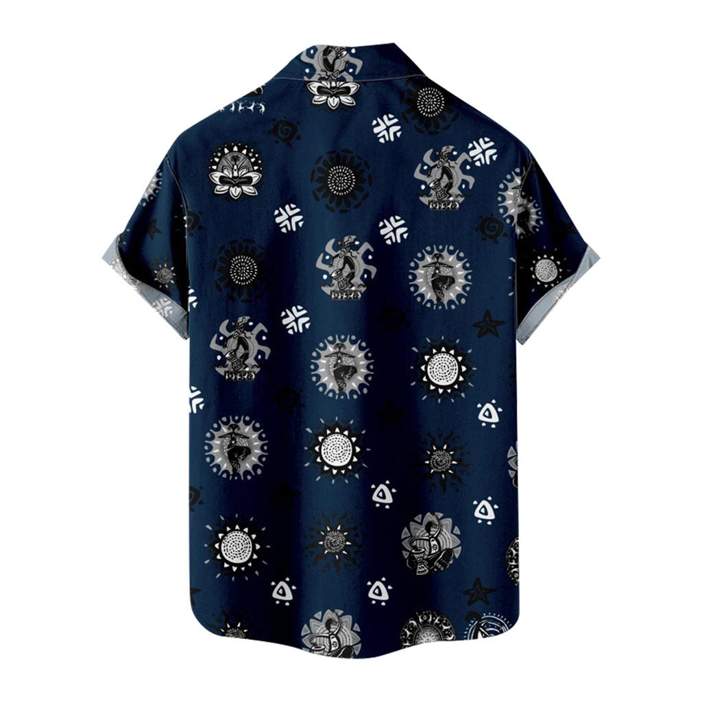 Мужская повседневная пляжная праздничная одежда с лацканами, модная рубашка, гавайская рубашка с короткими рукавами