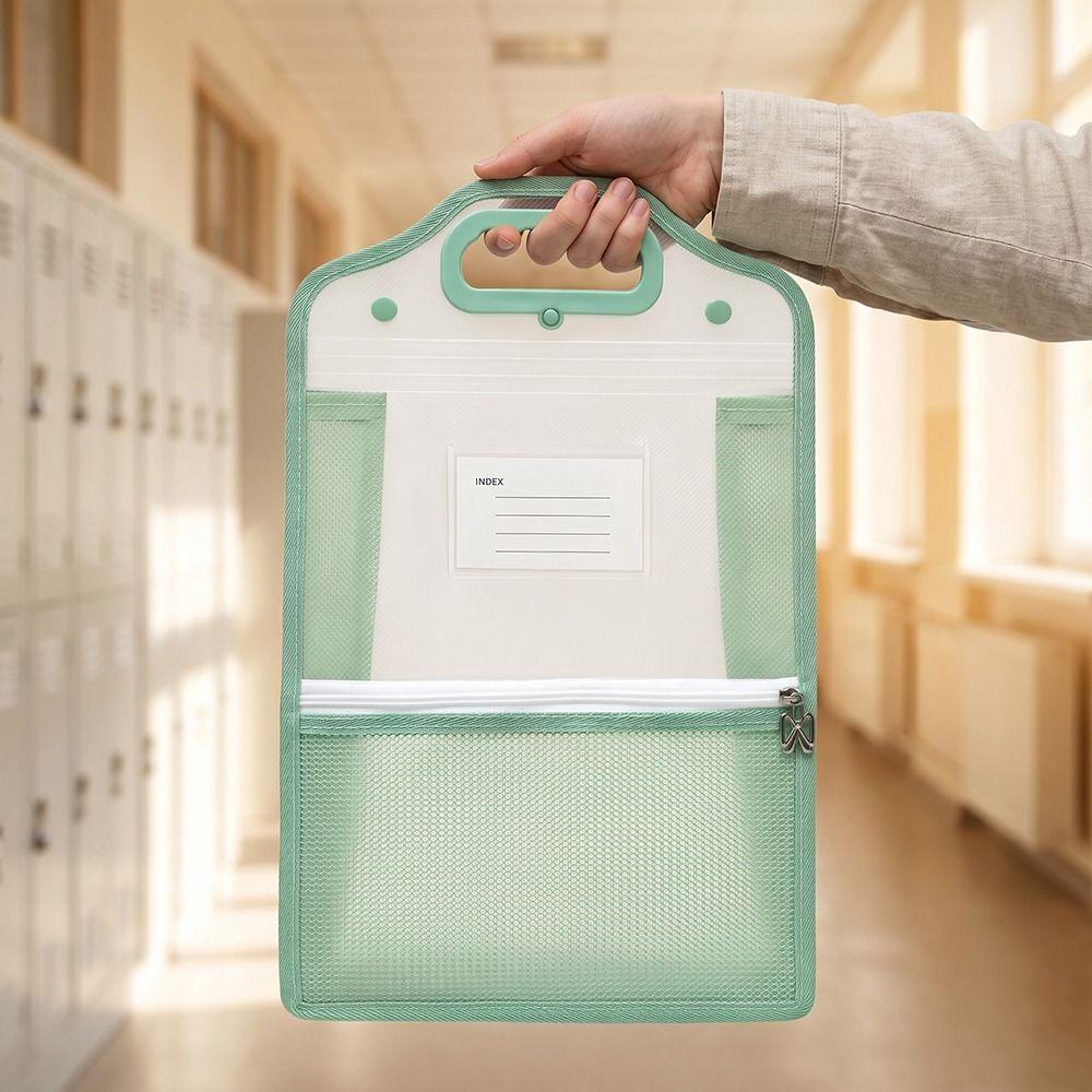 Zipper-Type A4 Document Bag Large Capacity Student Book Bag Homework Bag Test Paper Bag  Office