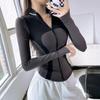 Autumn/Winter Slim Fit Women's Stand-Up Collar Zipper Fitness Jacket - Long Sleeve Yoga Sportswear